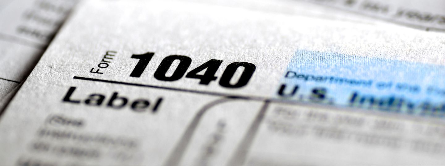 A close-up view of an IRS Form 1040 tax document.
