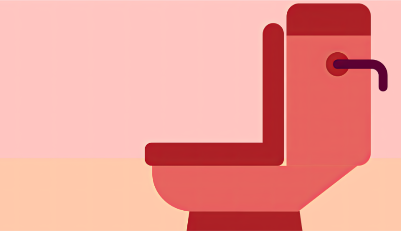 An illustration of a toilet from the side.